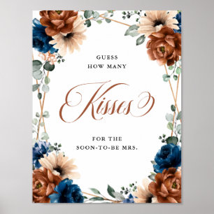 Terracotta Navy Möhippa Hur många Kisses-tecken si Poster
