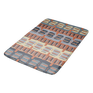 Terracotta och Blue Abstrakt Rand Badrumsmatta