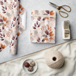 Terracotta och Burgundy Höst löv | Boho Autumn Presentpapper