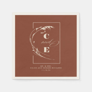Terracotta och Ecru Modern Bröllop Monogram Pappersservett