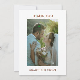 Terracotta och fotot elegant bröllop tack kort