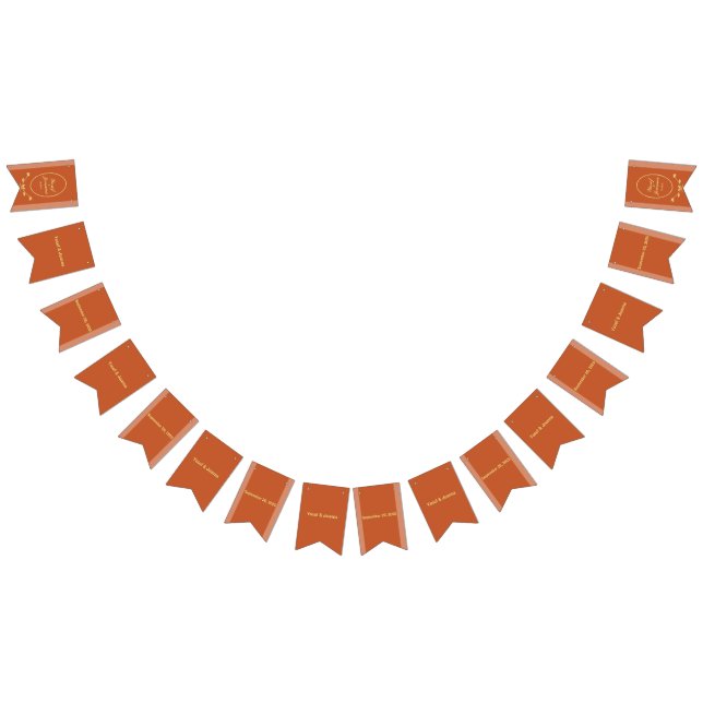 Terracotta och Guld Bröllop Bunting Flaggor bander (Alla)