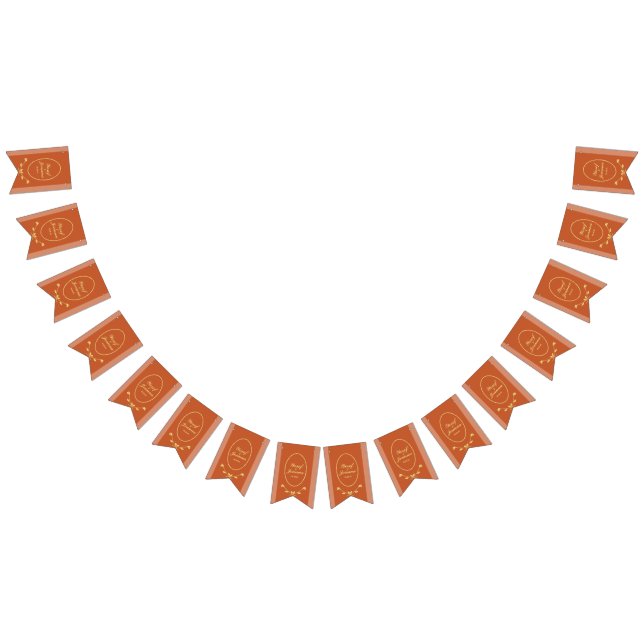 Terracotta och Guld Bröllop Bunting Flaggor bander (Alla)