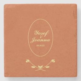 Terracotta och Guld Bröllop Stenunderlägg