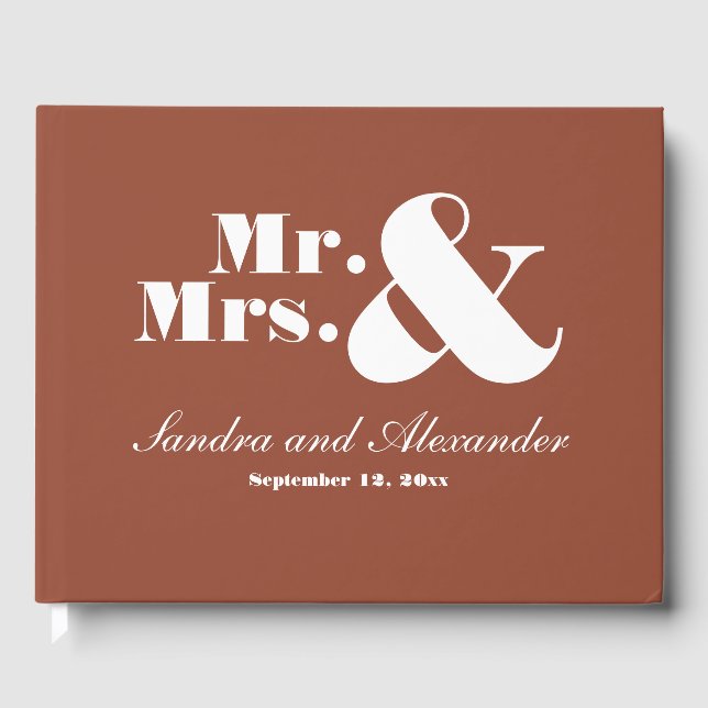 Terracotta och Ivory White Bröllop Gästböcker (Framsida)
