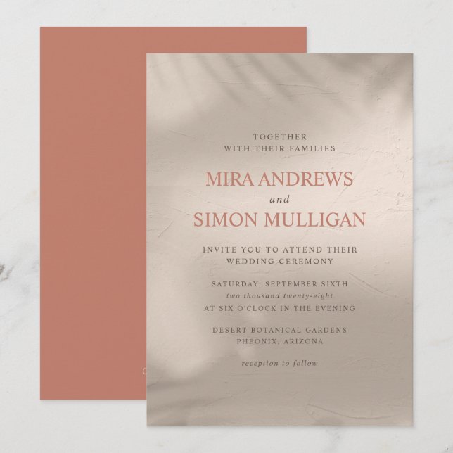 Terracotta och Sand Elemental Wedding bjudande in Inbjudningar (Fram/baksida)