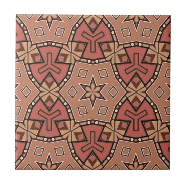 Terracotta och Tan Honeycomb Tile Mönster Kakelplatta (Framsidan)
