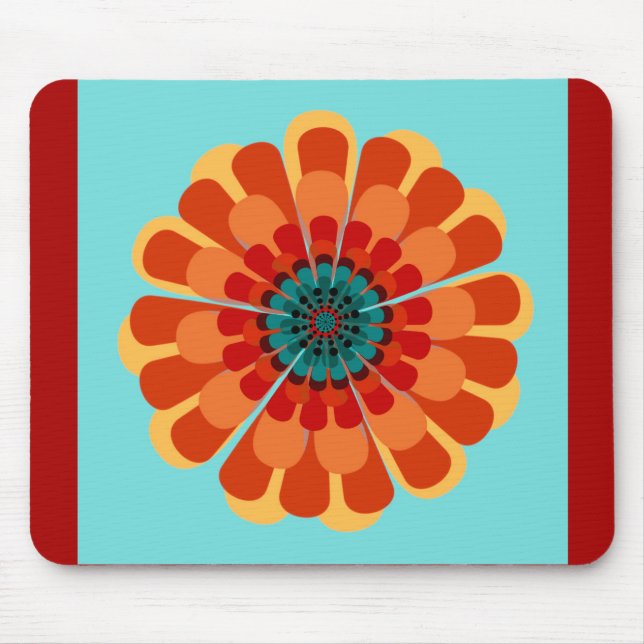 Terracotta och Teal Flower Musmatta (Framsidan)