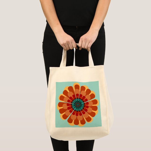 Terracotta och Teal Flower Tygkasse (Framsida (produkt))