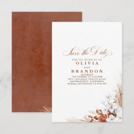 Terracotta och vita blommor Spara datumet Meddelande