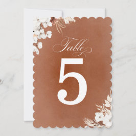 Terracotta och White Flowers Boho-Bordsnumret