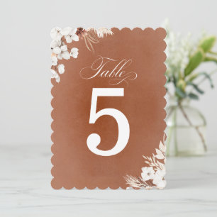 Terracotta och White Flowers Boho-Bordsnumret
