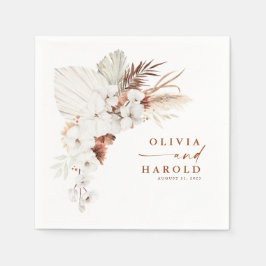 Terracotta och White Flowers Boho Elegant bröllop Pappersservett