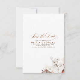 Terracotta och White Flowers Boho Spara datum Datumet