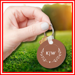 Terracotta och White | Modern Initialer Monogram Nyckelring