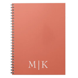 Terracotta och White | Modern monogram Anteckningsbok