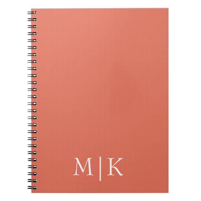 Terracotta och White | Modern monogram Anteckningsbok (Framsidan)