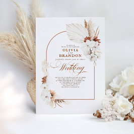Terracotta och White Orchid Flowers Boho Bröllop Inbjudningar