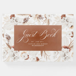 Terracotta och White Orchids Blommigt Boho Bröllop Gästböcker