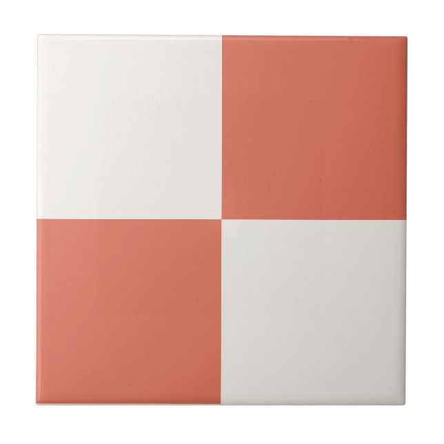 Terracotta & off-White Square Box Snyggt Mönster Kakelplatta (Framsidan)