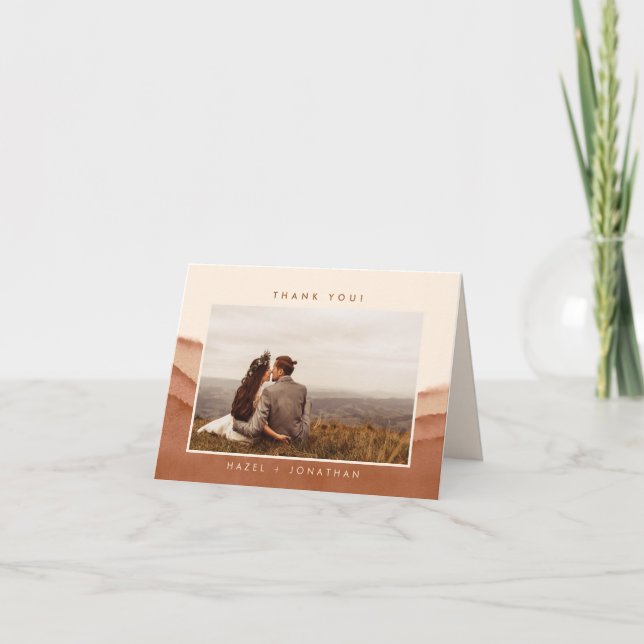 Terracotta Ombre | Minimalistiskt foto Tack Kort (Framsida)