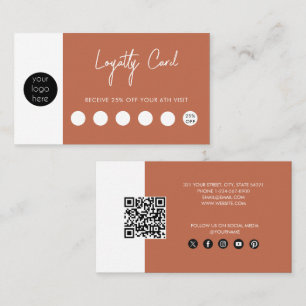 Terracotta Orange Business Logotyp QR Code Loyalty Visitkort