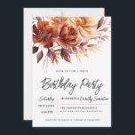 Terracotta Orange Fall Flowers 60:e födelsedagen Inbjudningar<br><div class="desc">Elegant terracotta orange vattenfärgsblommor skapar en fet blommigt arrangemang överst på denna födelsedagsinbjudan. Ett vanligt skript ge är en modern vibe.</div>
