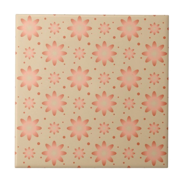 Terracotta orange och sandbeige delikat daisy kakelplatta (Framsidan)