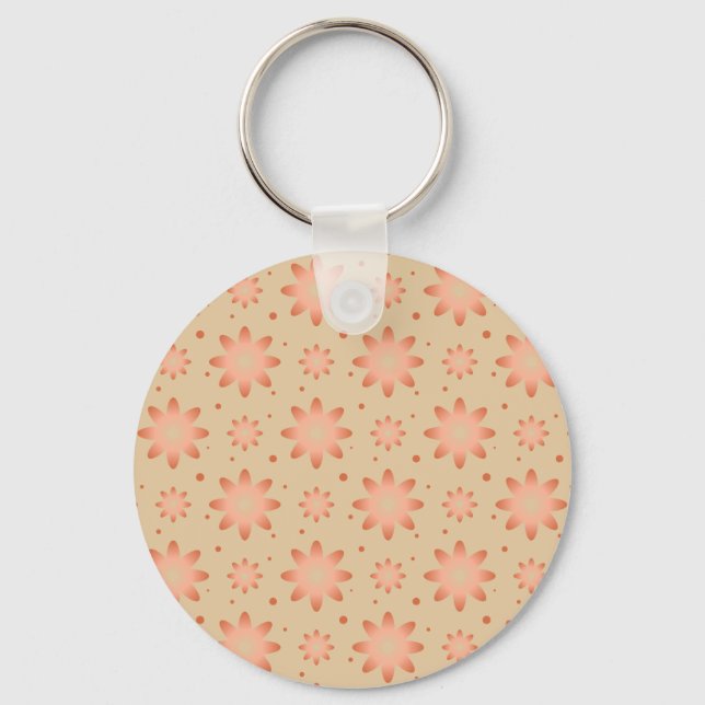 Terracotta orange och sandbeige delikat daisy nyckelring (Framsida)