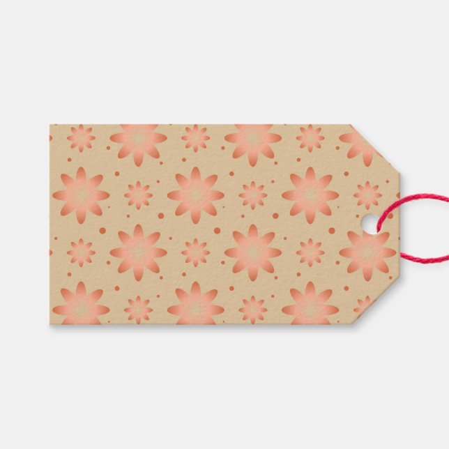 Terracotta orange och sandbeige delikat daisy presentetikett (Framsidan (Horisontell))
