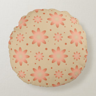 Terracotta orange och sandbeige delikat daisy rund kudde