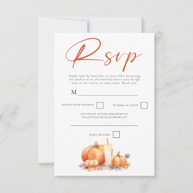 Terracotta Orange Pumpkins Fall Candle QR-kod OSA Kort (Framsida)
