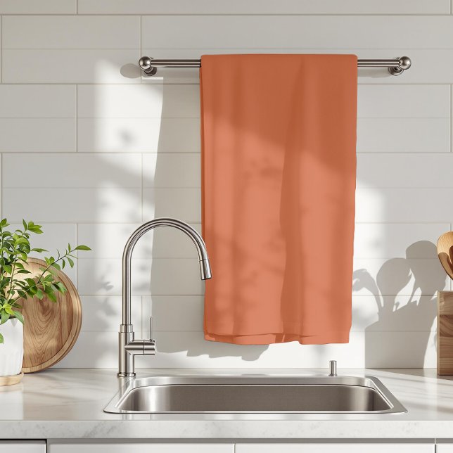 Terracotta Orange Solid Färg Warm & Earthy Design Kökshandduk (Skapare uppladdad)