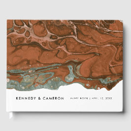 Terracotta Orange & Teal Minimalist Marble Gästböcker