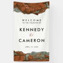 Terracotta Orange & Teal Minimalist Marble Välkomm