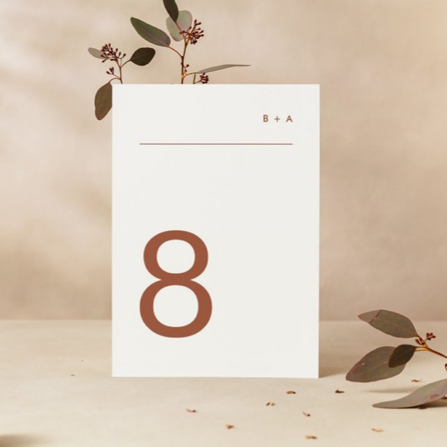 Terracotta på White Plain Modern Premium Elegant Bordsnummer (Skapare uppladdad)