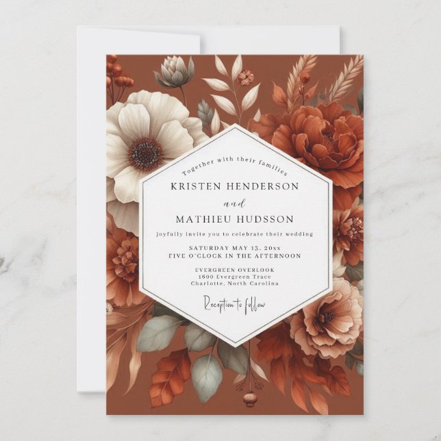 Terracotta Painterly Boho Wedding Inbjudningar (Framsida)