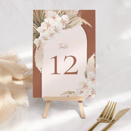 Terracotta Pampas Blommigt Fall Wedding Bordsnumme