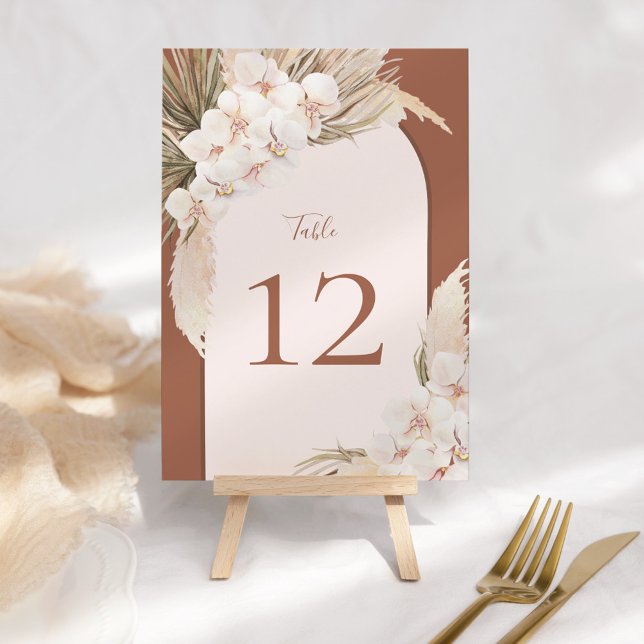 Terracotta Pampas Blommigt Fall Wedding Bordsnumme (Skapare uppladdad)