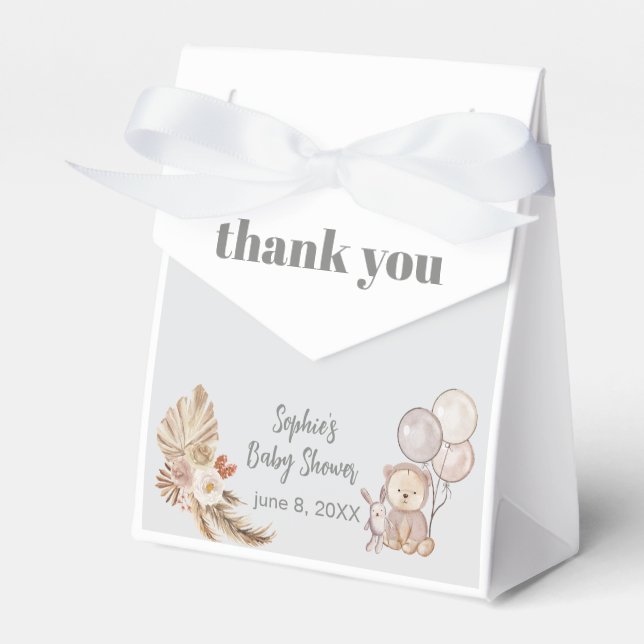 Terracotta Pampas Boho Cute Bear Baby Shower Presentaskar (Framsidan Sidan)