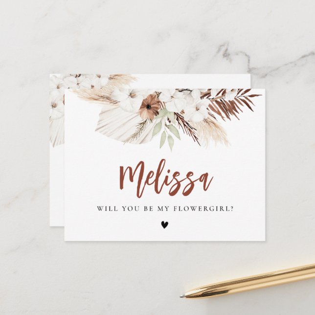 Terracotta pampas-gräs blir min blomma vykort (Fram/Back In Situ)