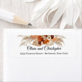 Terracotta pampas-gräs, bränd orange koppar returadress etikett