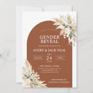 Terracotta Pampas Grass Baby Gender Reveal Inbjudningar