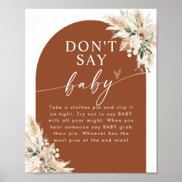 Terracotta Pampas Grass Baby Shower Poster