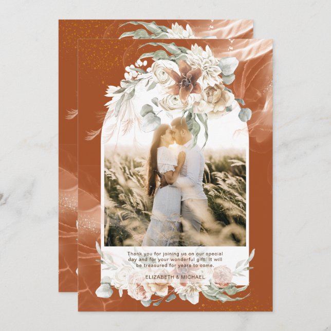 Terracotta Pampas Grass Blommigt PHOTO TACK (Fram/baksida)