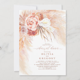 Terracotta Pampas Grass Blommigt Rehearsal Dinner Inbjudningar