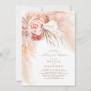 Terracotta Pampas Grass Blommigt Rehearsal Dinner Inbjudningar