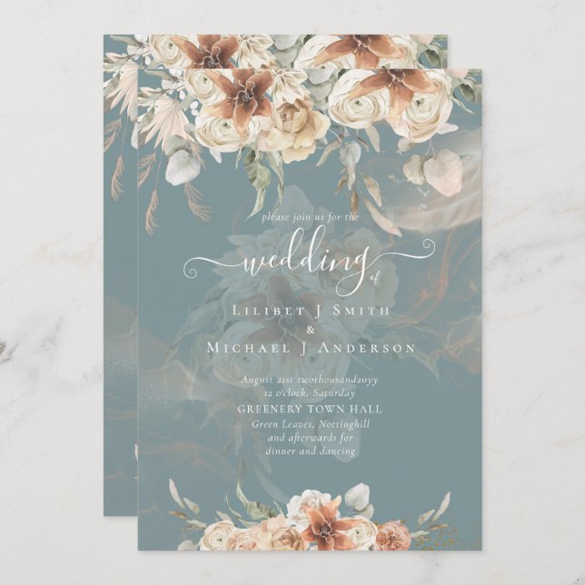 Terracotta Pampas Grass BOHO Bröllop (Fram/baksida)