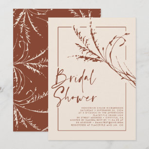 Terracotta Pampas Grass Modern Boho Möhippa Inbjudningar