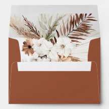 Terracotta Pampas Grass Rust Boho Kuvert